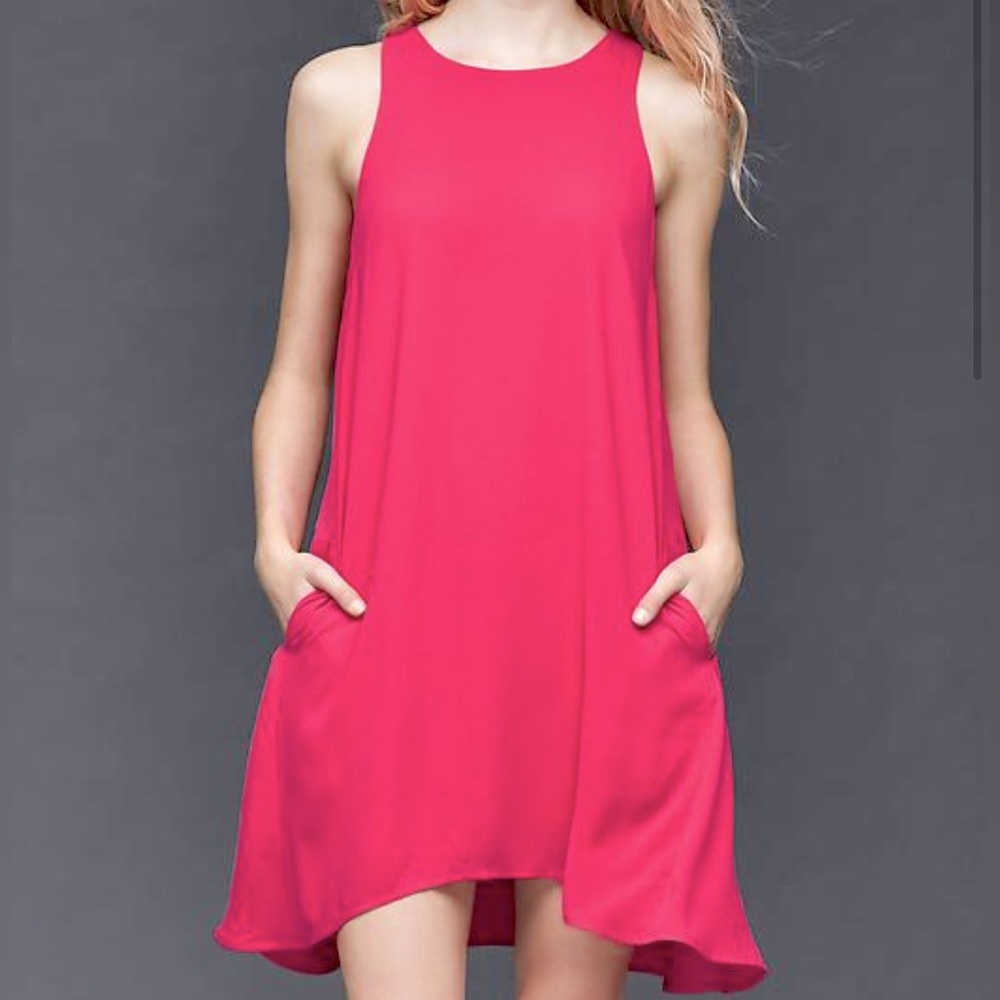 Gap Swing Tank Dress, Small, With Pockets In Jellybean Pink.